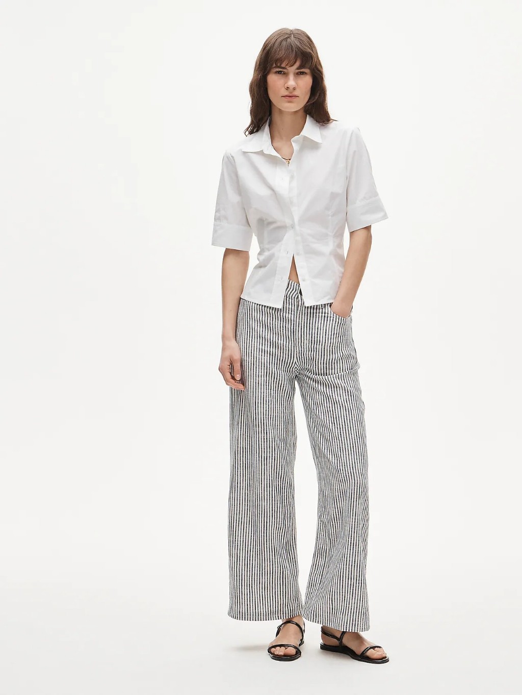 Jcrew Five-Pocket Pant In Striped Stretch Linen Blend Size 25